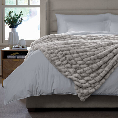 Sleep number faux fur throw sale